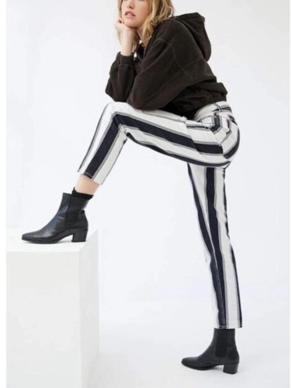 Urban Outfitters - Black and White Striped Jeans